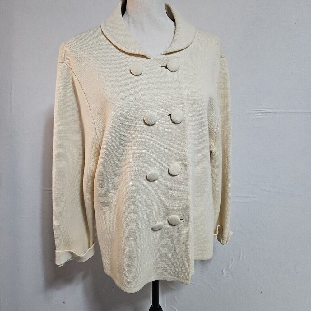 Kate Hill Double Breasted‎ Wool & Acrylic Blend Cardigan Womens XL Chic, classic